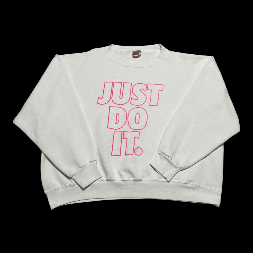 Vintage 90s Nike Just Do It Pink Spell Out Crewneck Sweatshirt Women's XL Boxy